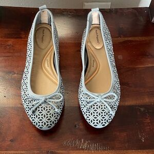 Hush Puppies Light Blue Laser-Cut Bow Ballet Flats